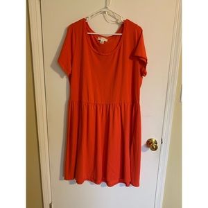Coral fit and flare dress